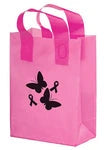 Wholesale Pink Awareness Frosted Soft Loop Shopper Bags