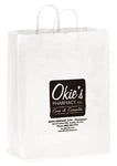 Bulk White Kraft Paper Shopping Bags with Twisted Handles (13" x 7" x 17")