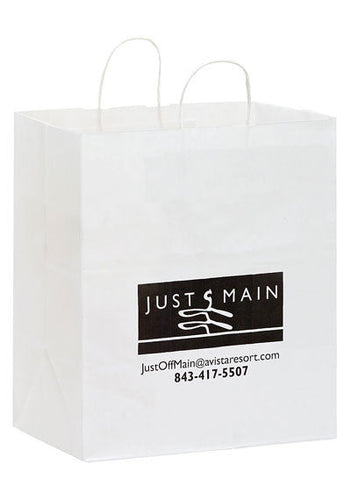 Wholesale White Kraft Paper Take-Out Twisted Paper Handle Shopper - 1W14916