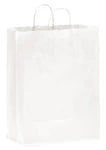 Bulk White Kraft Paper Shopping Bags with Twisted Handles (13" x 7" x 17")