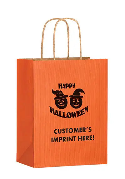 Wholesale Matte Color Twisted Paper Handle Shopper with Pumpkins - 4M8410P