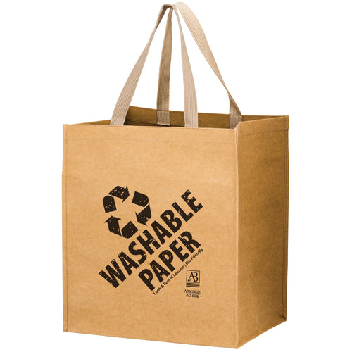Wholesale TYPHOON - WASHABLE KRAFT PAPER GROCERY TOTE BAG WITH WEB HANDLE - WB131015