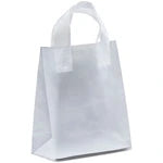 Wholesale Mars Frosted Plastic Shopping Bags with Fused Loop Handles