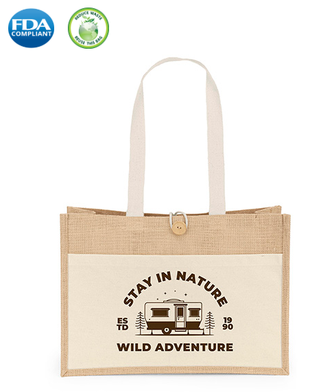 Wholesale Riley long handle jute tote