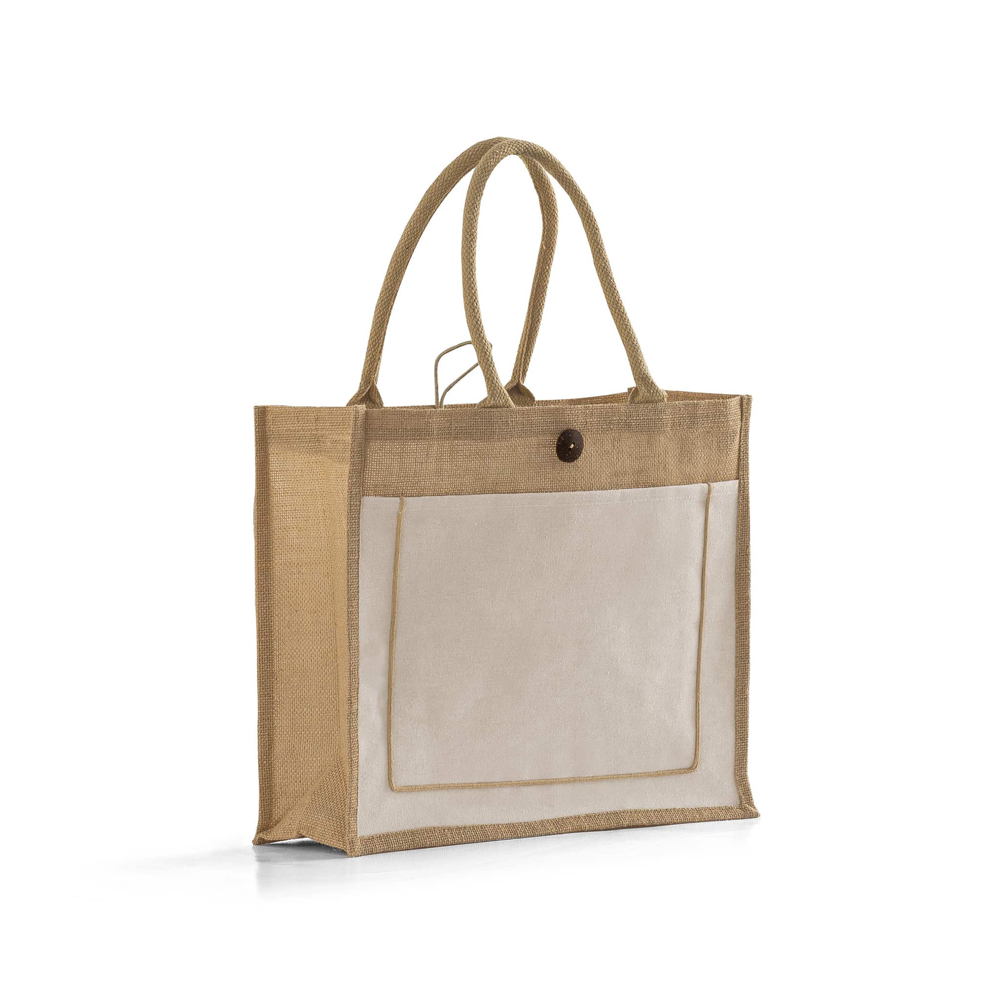 Eco-Friendly Jute Shopping Bag with Front Pocket (TJ916)