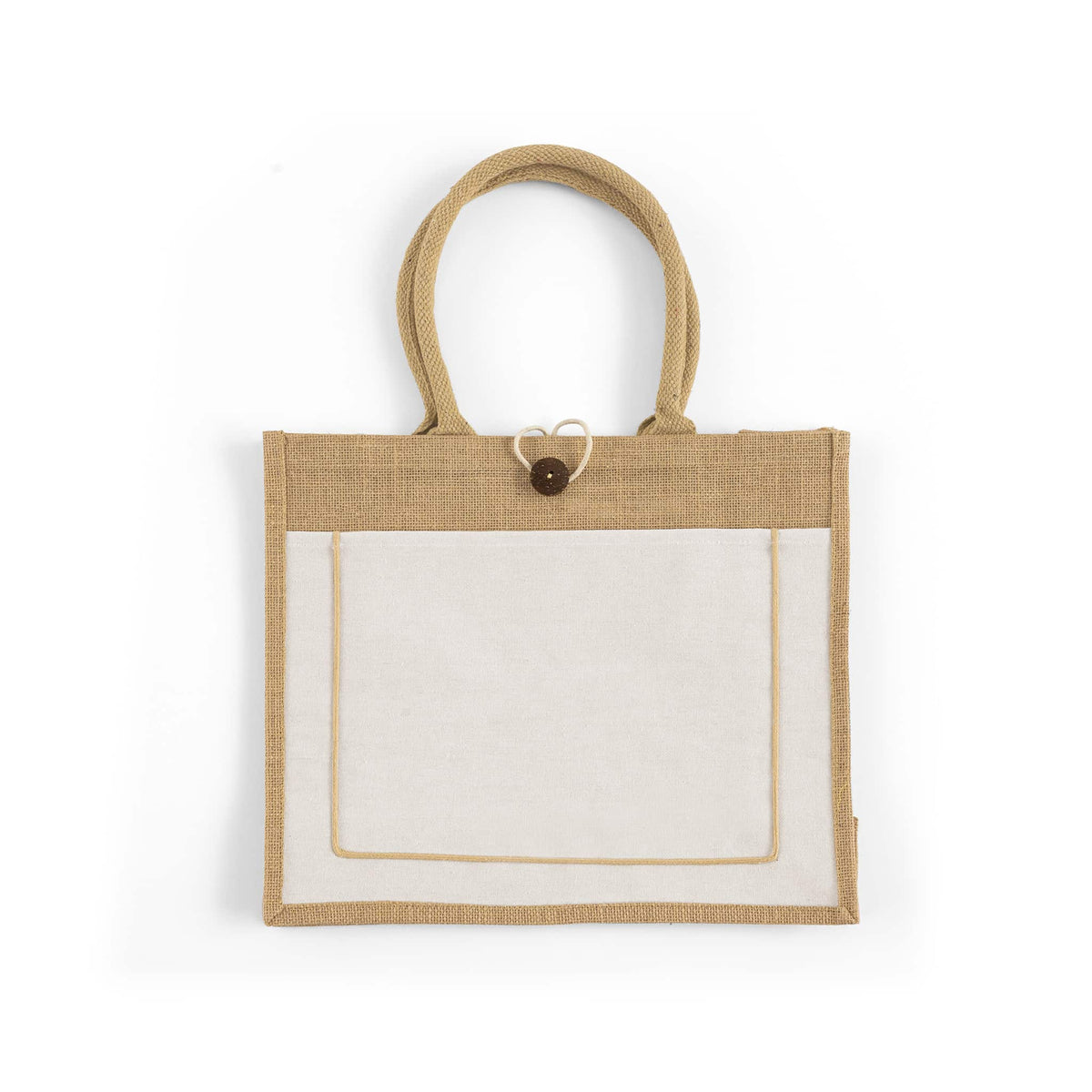 Button-Closure Jute Tote