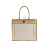 Button-Closure Jute Tote