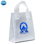 Wholesale Mars Frosted Plastic Shopping Bags with Fused Loop Handles