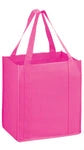 Custom Pink Heavy Duty Non-Woven Grocery Bags with Poly Board Insert