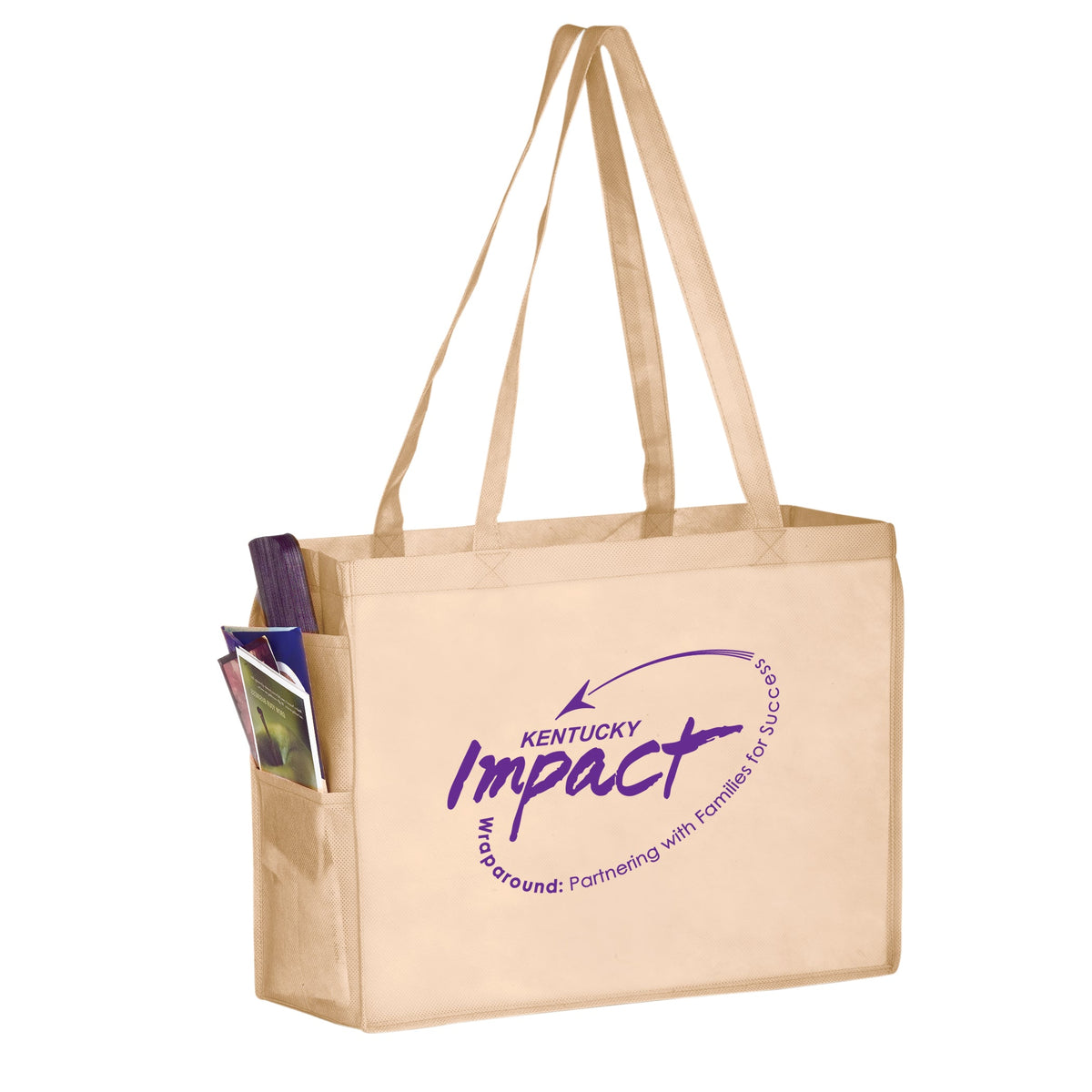 Wholesale NON-WOVEN OVER-THE-SHOULDER TOTE BAG WITH SIDE POCKETS - Y2KP16612