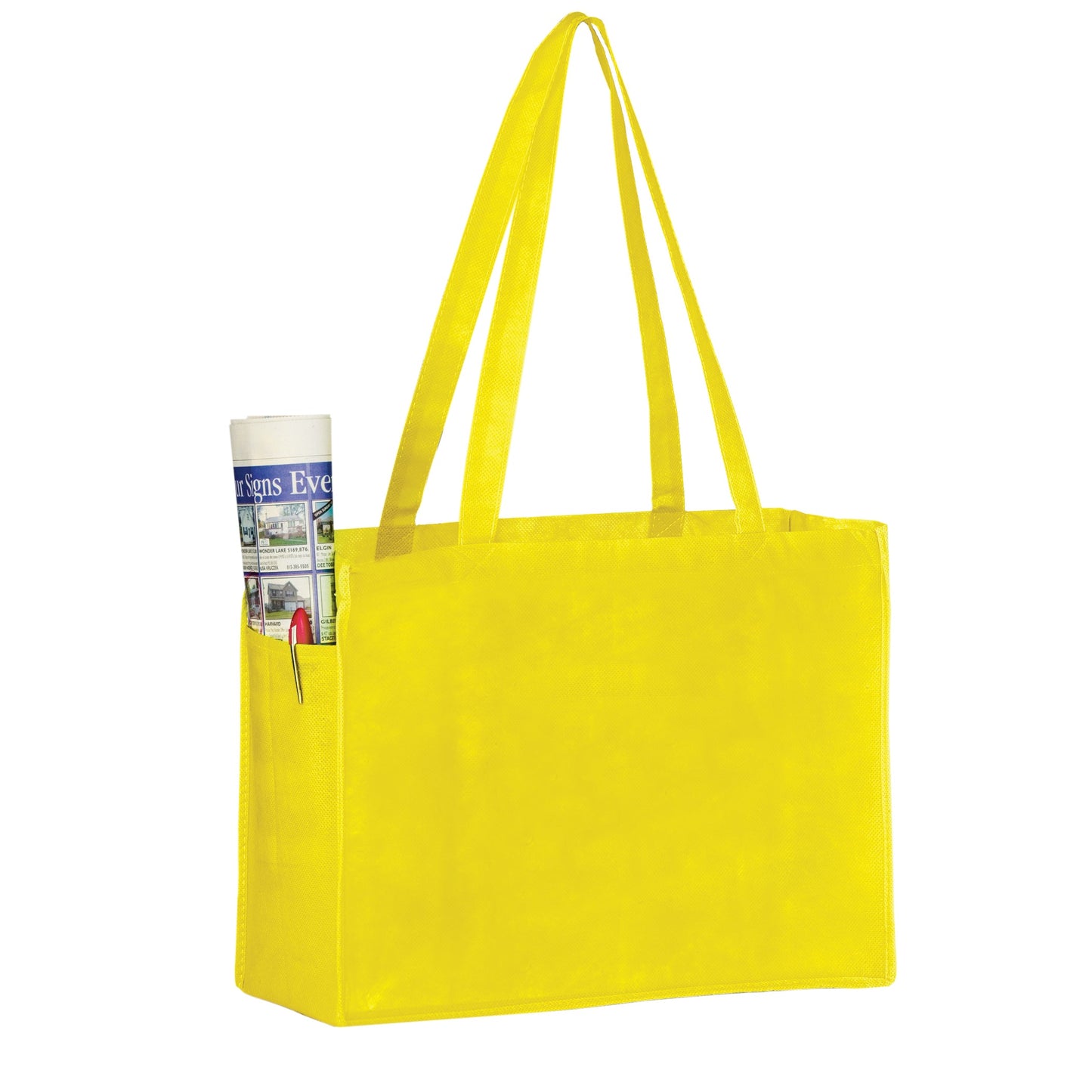 Wholesale NON-WOVEN OVER-THE-SHOULDER TOTE BAG WITH SIDE POCKETS - Y2KP16612