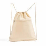 Front Zip Cotton Canvas Drawstring Backpack