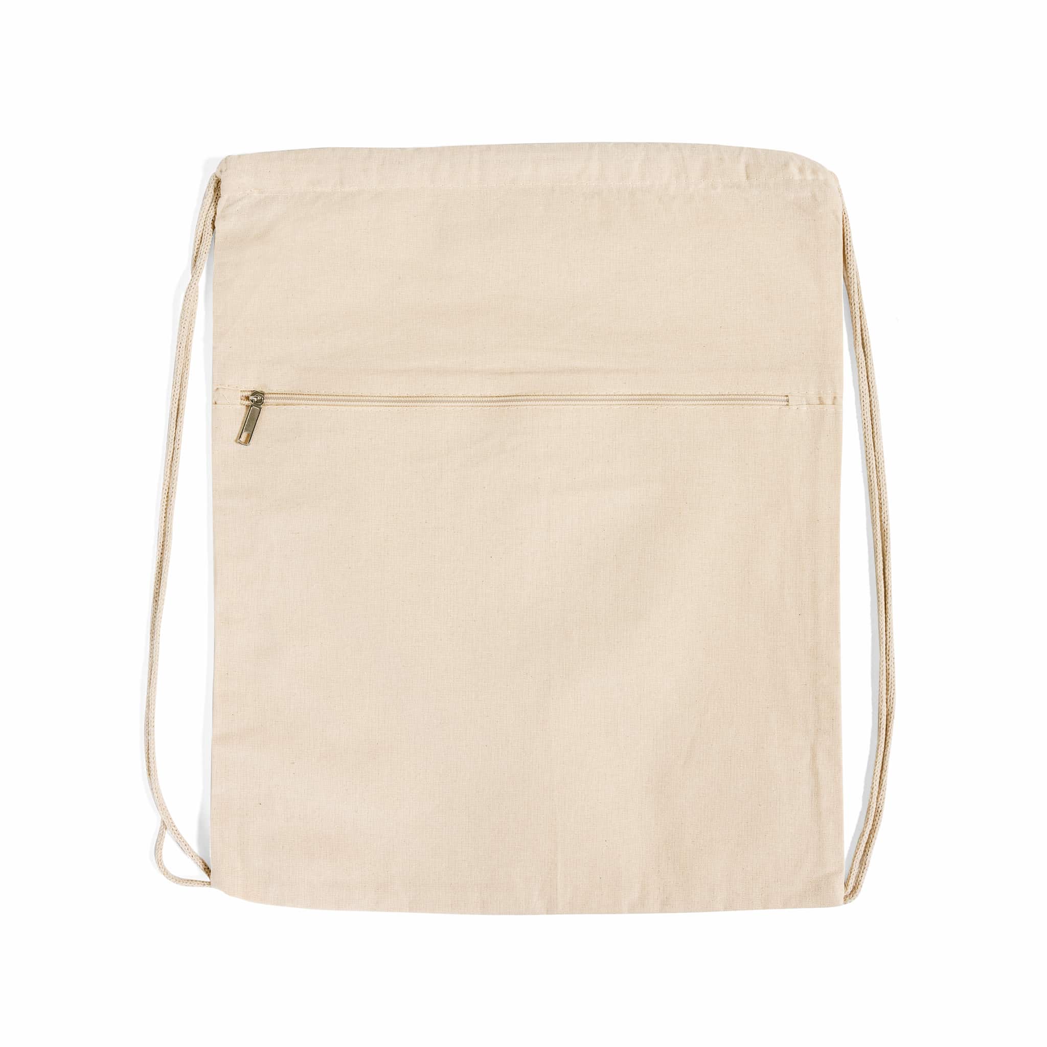 Front Zip Cotton Canvas Drawstring Backpack