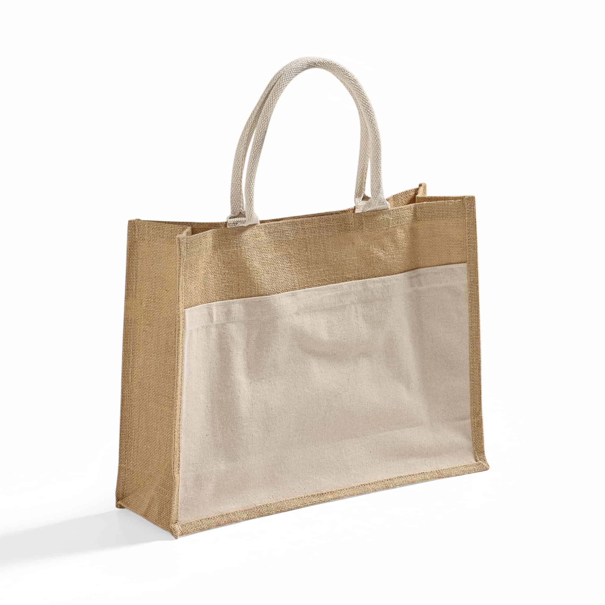 Printer's Favorite Jute Burlap Bag with Canvas Pocket TJ314